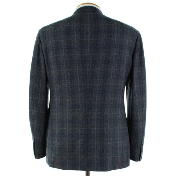 Cardinal of Canada NWT Wool Sport Coat Size 42R US In Gray & Blue Birdseye Plaid